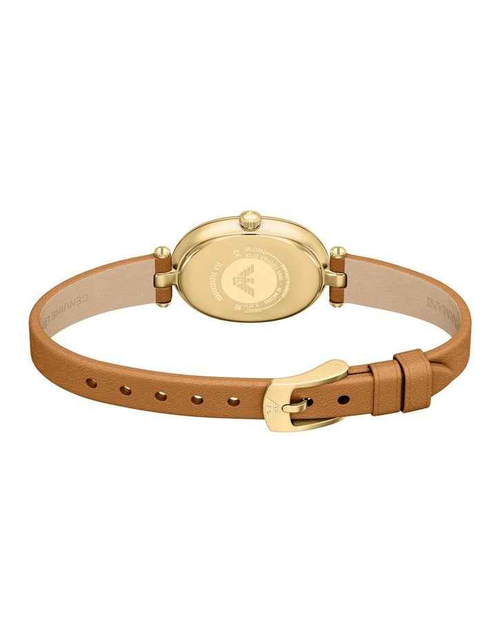 Analogue Watch - Brown Leather Strap, Gold-Tone Case