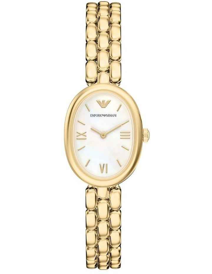 Gold-Tone Analogue Watch with Mother-of-Pearl Dial