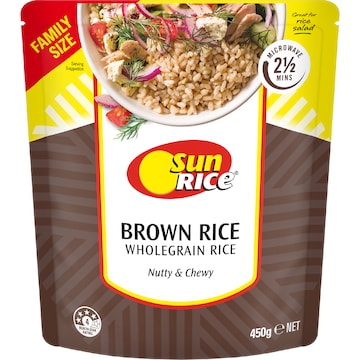 Sunrice Microwave Brown Rice Pouch 450g