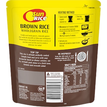 Sunrice Microwave Brown Rice Pouch 450g