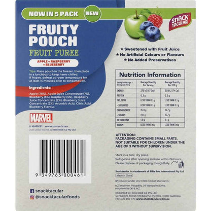 Snacktacular Fruit Pouch Apple, Raspberry & Blueberry Puree 90g x 5 pack