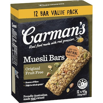 Carman's Muesli Bars Original Fruit Free Value 12 pack
