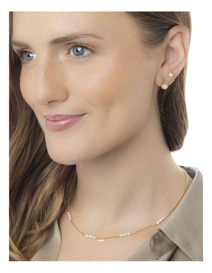 Pearl Wishbone Earrings in Gold