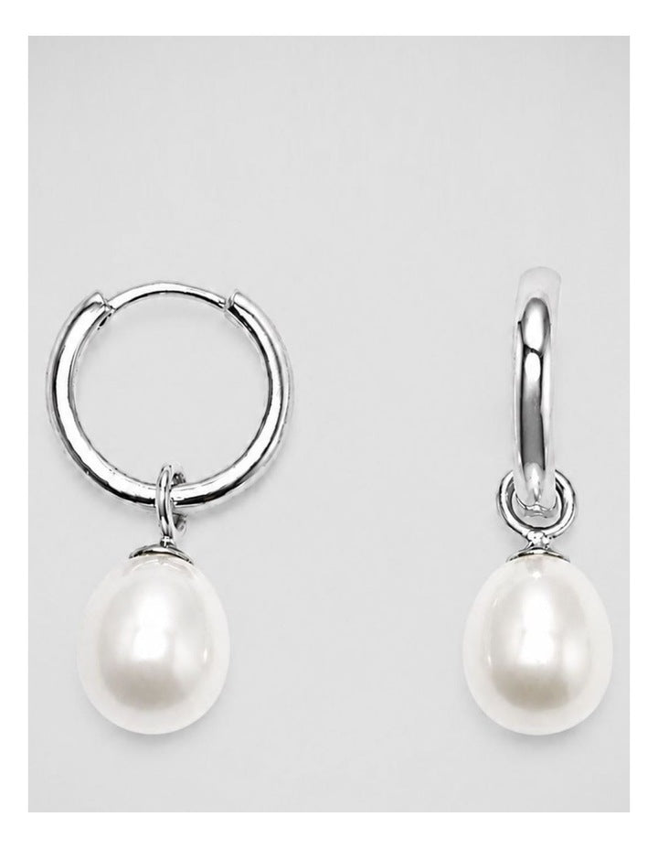 Versatile Pearl Hoop Earrings in Silver