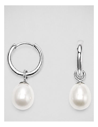 Versatile Pearl Hoop Earrings in Silver