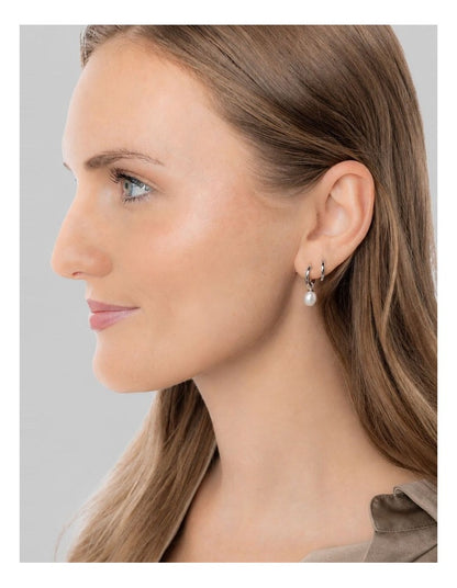 Versatile Pearl Hoop Earrings in Silver