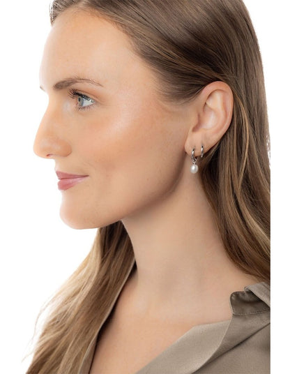 Versatile Pearl Hoop Earrings in Silver