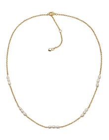 Dainty Pearl Trio Chain Necklace in Gold