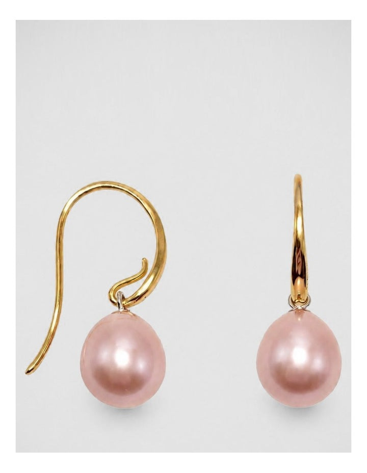 Pearlicious Natural Rose Hook Earrings in Pink