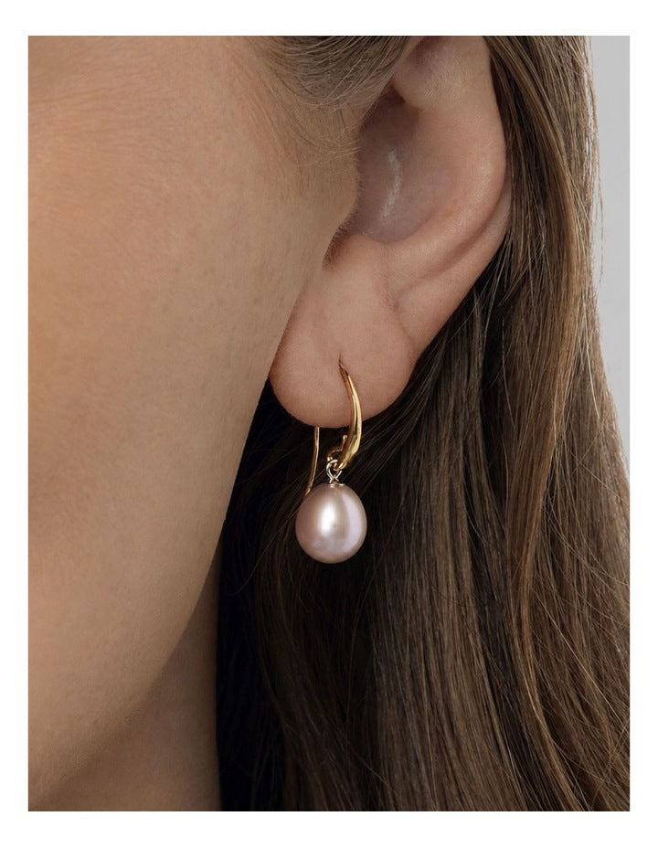 Pearlicious Natural Rose Hook Earrings in Pink