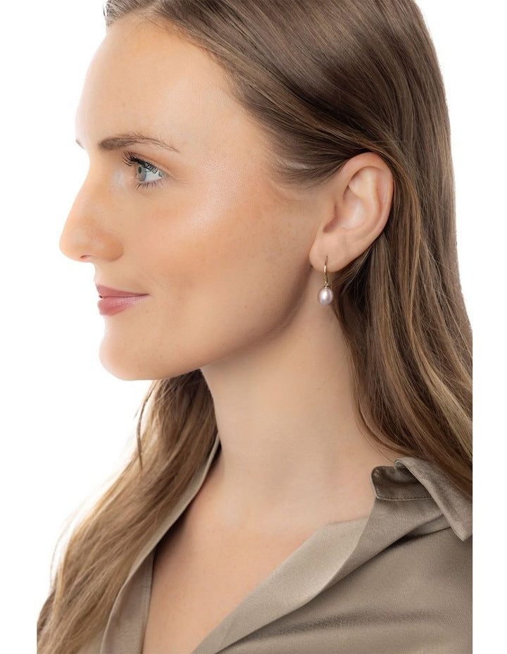 Pearlicious Natural Rose Hook Earrings in Pink