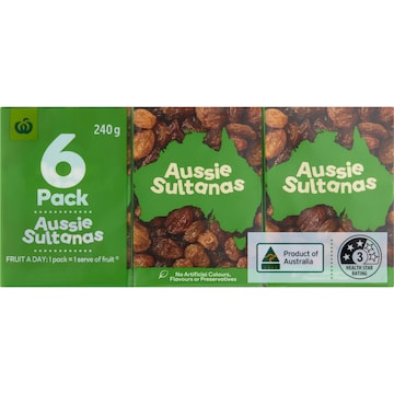 Woolworths Sultanas 6 pack