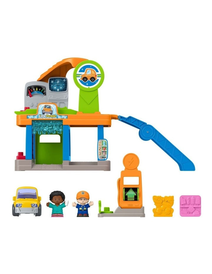 Little People Fillin Fun Service Station Toddler Playset, 1 Toy Car & 2 Figures