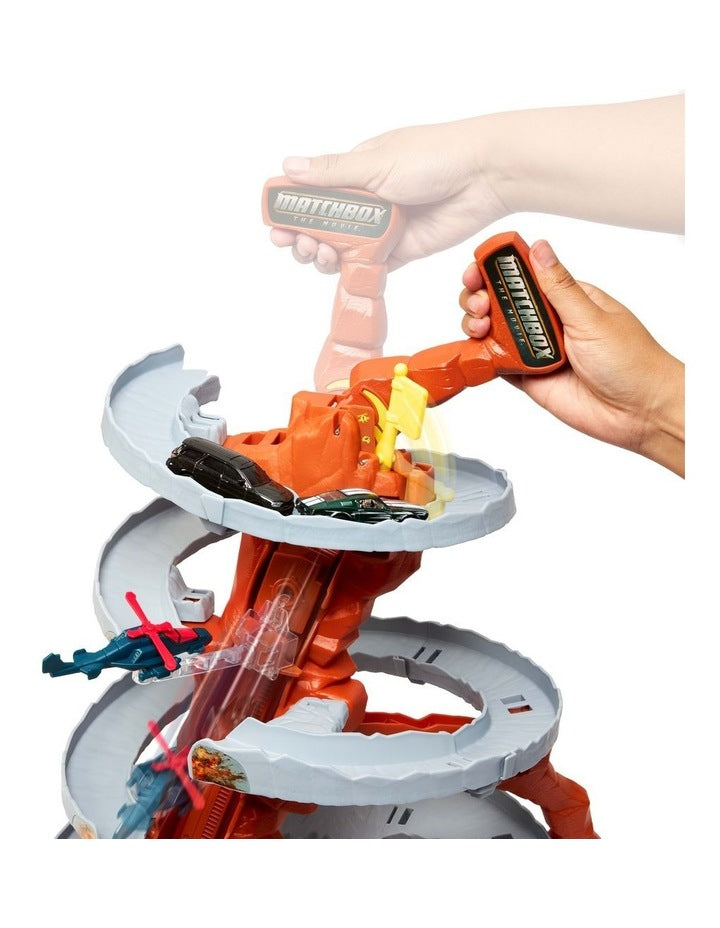 Matchbox The Movie Mountain Helicopter Escape Playset with 2 Toy Cars & 1 Helicopter