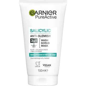 Garnier Pure Active 3-In-1 Clay Wash Scrub & Mask 150mL