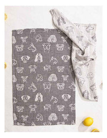 Jacquard Dogs Kitchen Towel 2 Pack in Grey