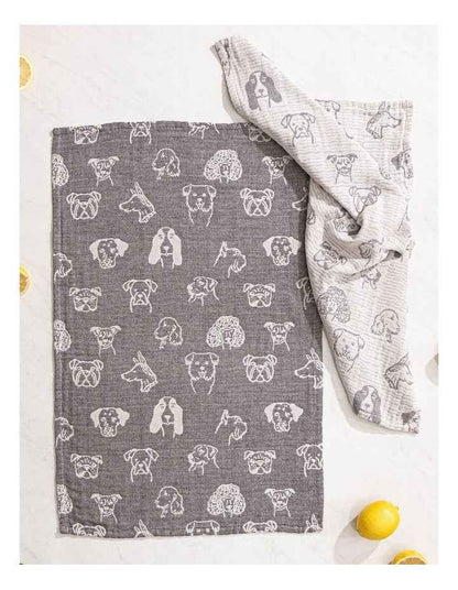 Jacquard Dogs Kitchen Towel 2 Pack in Grey