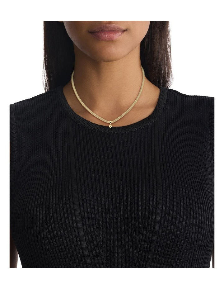 Layered Ionic Plated Thin Steel Chain Necklace in Gold