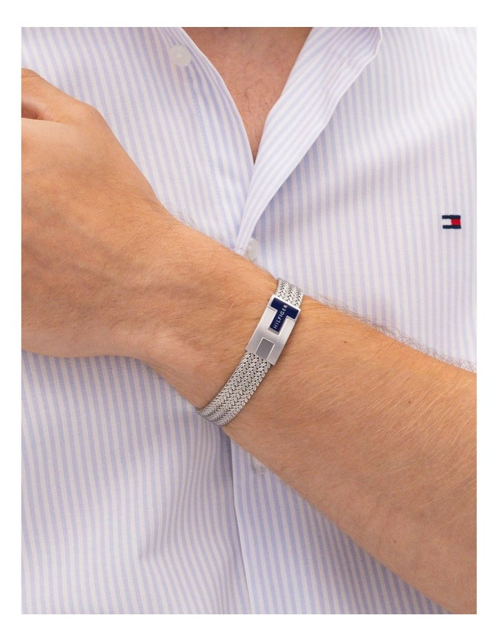 Nautical Mesh Stainless Steel Mesh Chain Bracelet in Silver