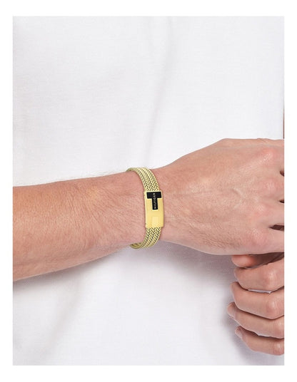 Nautical Mesh Ionic Plated Thin Steel Mesh Chain Bracelet in Gold