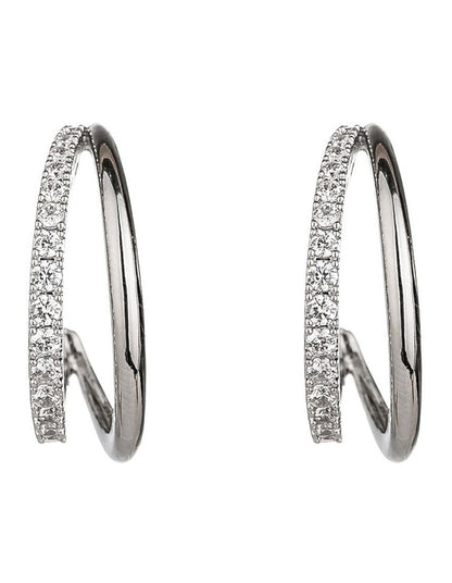 Double Hoops Earings GJEW062M in Silver