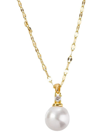 GJNE008M - CZ Stud And Necklace Set in Gold
