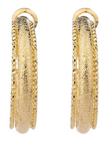 Textured Hoop Earrings Gjee090M in Gold