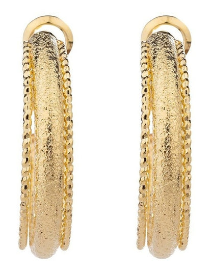 Textured Hoop Earrings Gjee090M in Gold