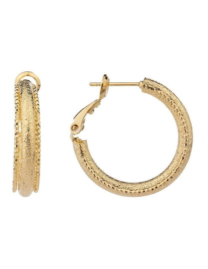Textured Hoop Earrings Gjee090M in Gold