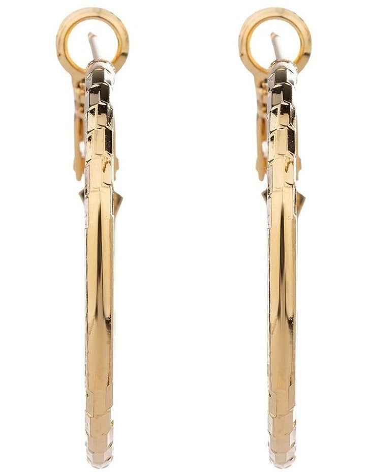 Thin Textured Double Hoops GJEE092M in Gold