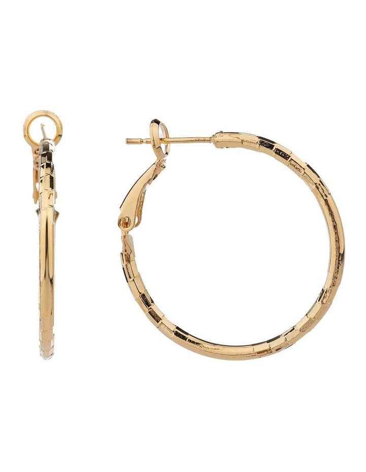 Thin Textured Double Hoops GJEE092M in Gold