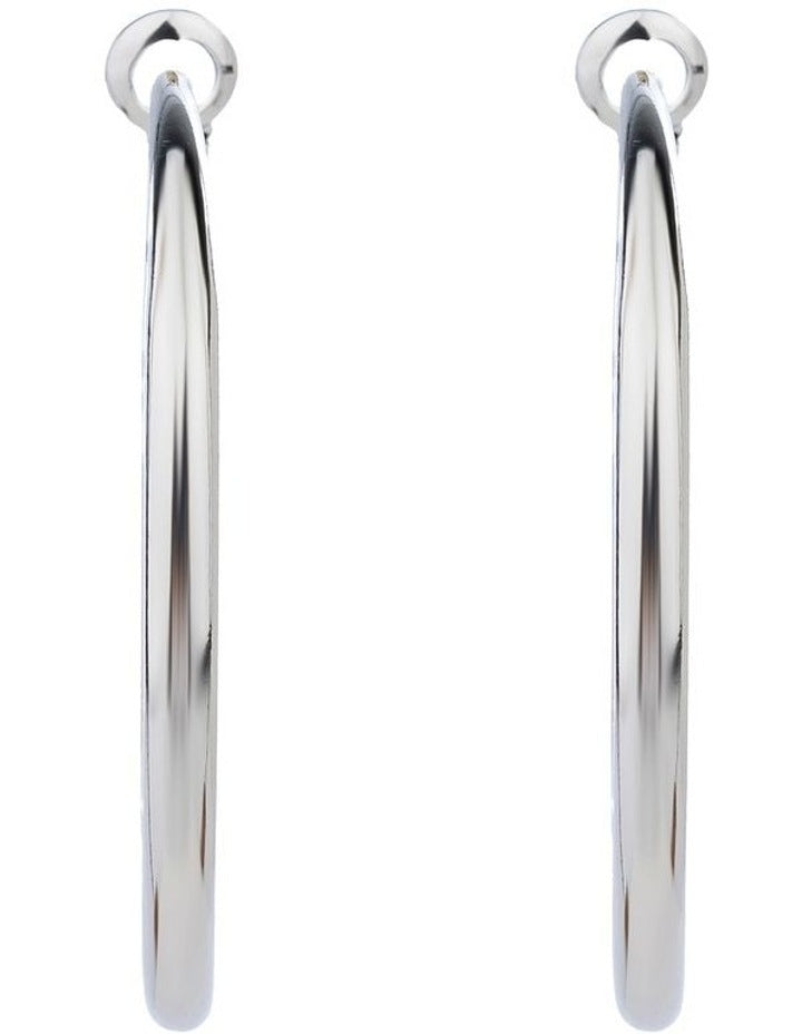 Sculpted Crescent Hoops Earring in Silver GJEE093M
