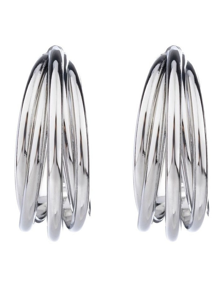 GJEE094M - Strand Hoop Earrings in Silver