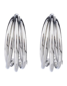 GJEE094M - Strand Hoop Earrings in Silver