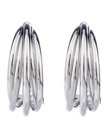 GJEE094M - Strand Hoop Earrings in Silver