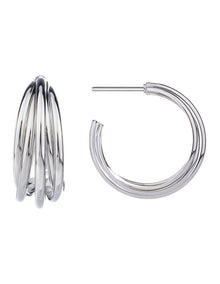 GJEE094M - Strand Hoop Earrings in Silver