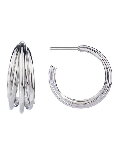 GJEE094M - Strand Hoop Earrings in Silver