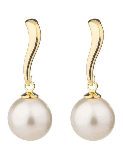 Sculpted Pearl Drop Earrings GJEE097M in Gold