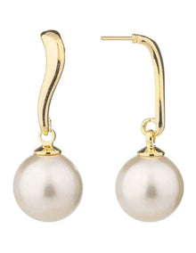 Sculpted Pearl Drop Earrings GJEE097M in Gold