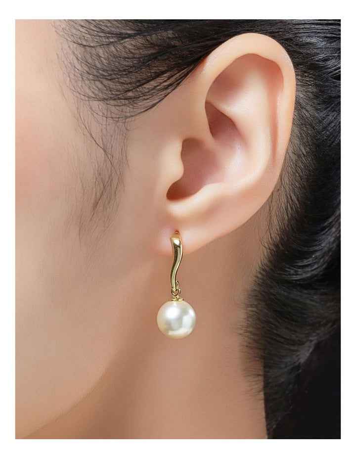 Sculpted Pearl Drop Earrings GJEE097M in Gold