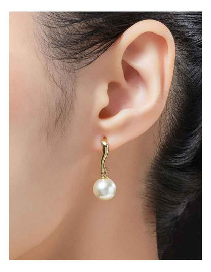 Sculpted Pearl Drop Earrings GJEE097M in Gold