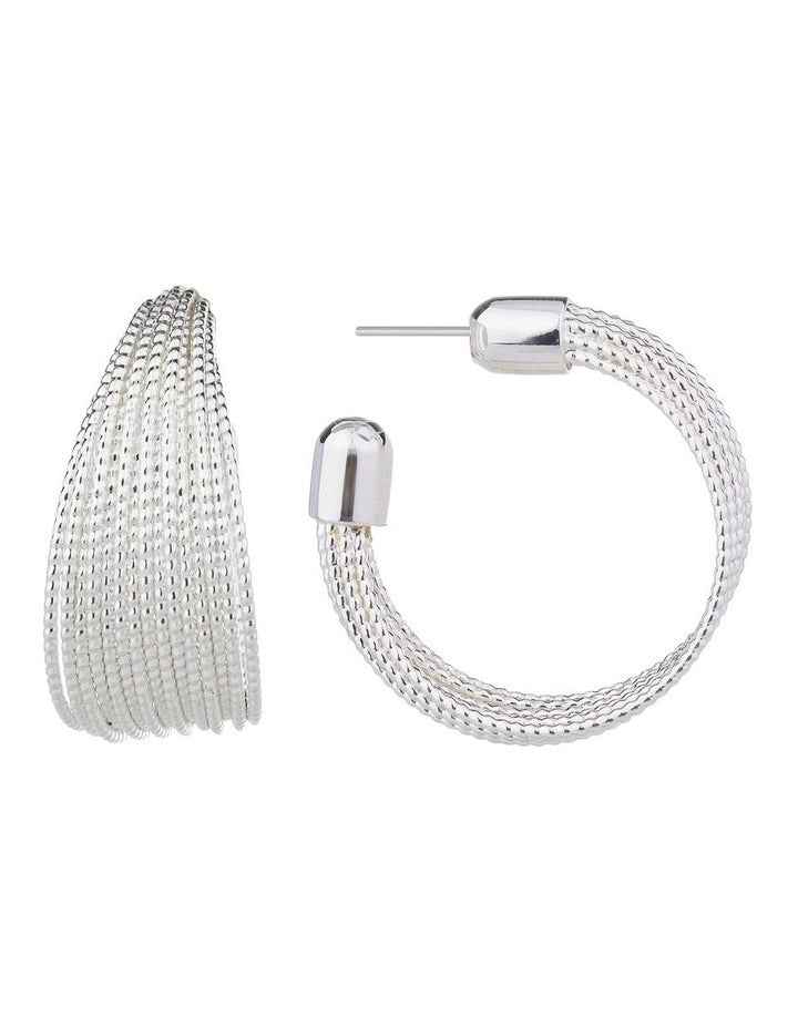 Strand Hoop Earrings GJEE098M in Silver