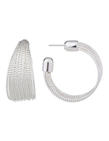 Strand Hoop Earrings GJEE098M in Silver