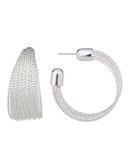 Strand Hoop Earrings GJEE098M in Silver