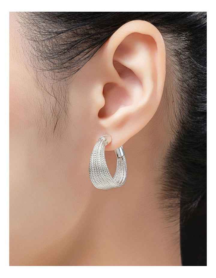 Strand Hoop Earrings GJEE098M in Silver