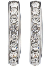 Round CZ Hoops Earrings GJEE100M in Silver