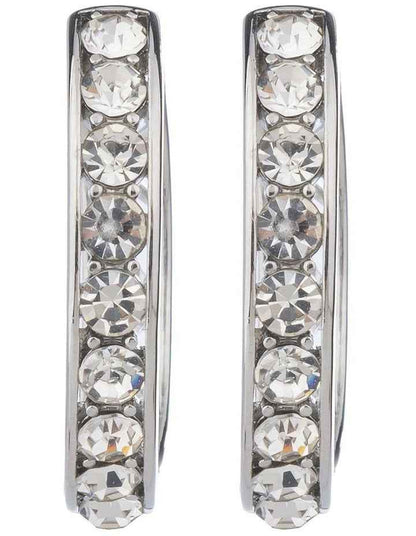 Round CZ Hoops Earrings GJEE100M in Silver