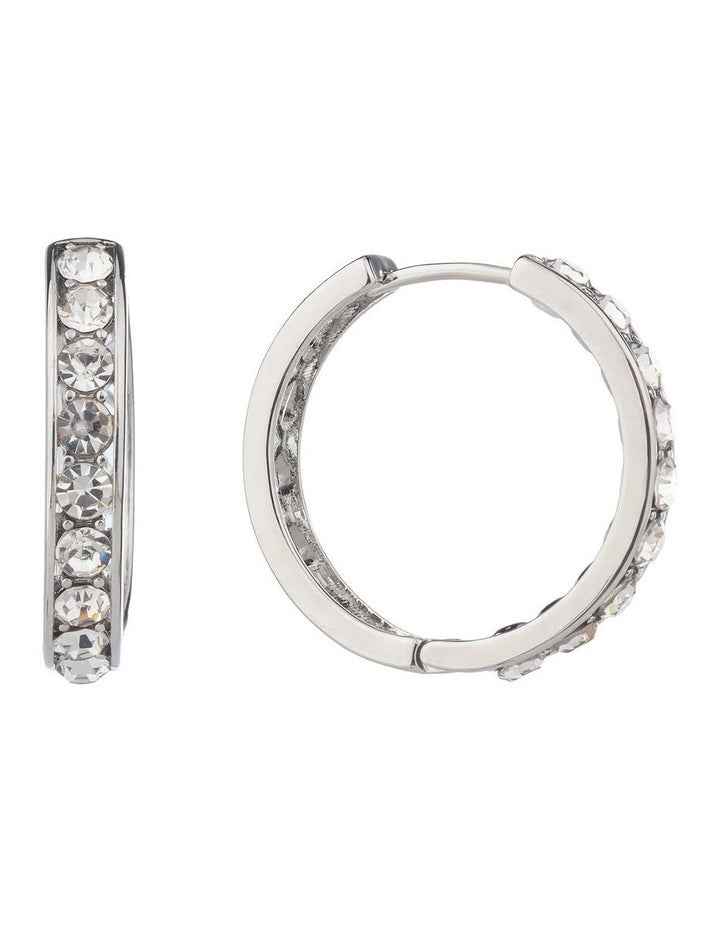 Round CZ Hoops Earrings GJEE100M in Silver
