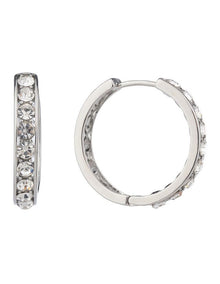 Round CZ Hoops Earrings GJEE100M in Silver
