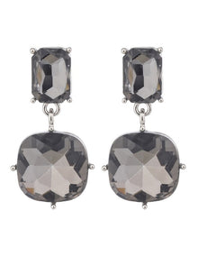 Faceted Jewel Drop Earrings GJEE101M in Grey